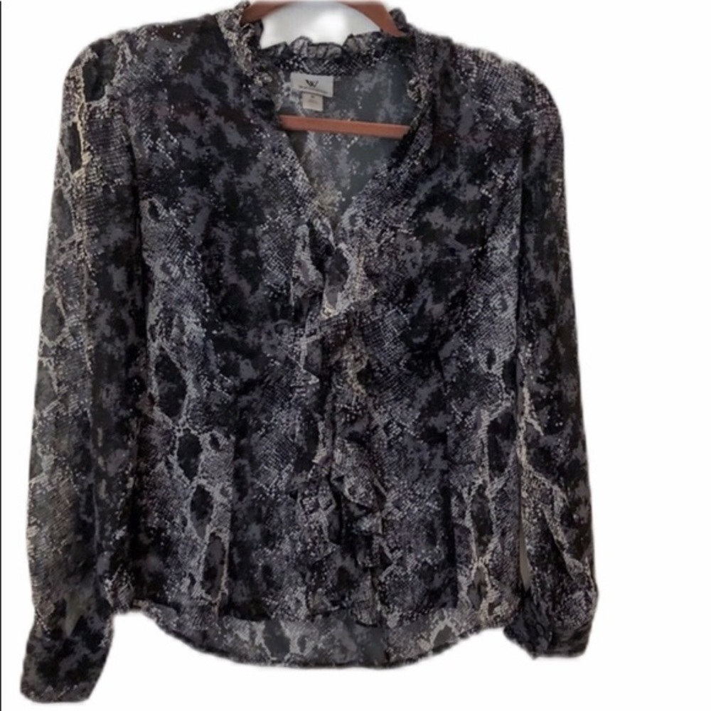 NWOT WORTHINGTON Snake Print Ruffled Collar Blouse